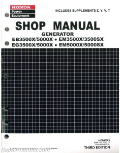 Honda EB2200X EB2500X EM1600X EM1800X EM2200X EM2500X Generator Shop Manual E28093 Third Edition 001 236x300 1