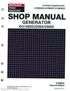 Honda EG1400X EG2200X And EG2500X Generator Shop Manual 001 232x300 1